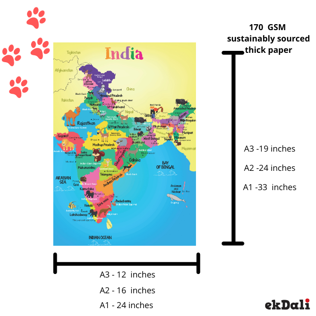 Wild Life depicted on India Map